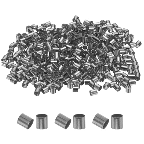 uxcell 500 Pcs Tube Crimp Beads, 2.5x2.5mm Copper Crimp Beads End Stopper Beads Tiny Loose Spacer Beads for Earrings Necklaces Bracelets Pendant DIY Crafts, Black - color: Black, size: 2.1 mm