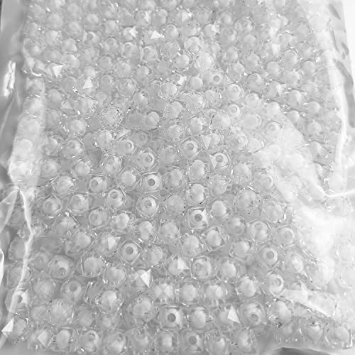 Cube 400pcs Faceted Square Transparent 8mm Glass Crystal Spacer Beads, Round Beads Inside for Jewelry Making (Clear) - color: Clear