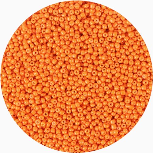 2200pcs Glass Seed Beads Bulk, 4mm 6/0 Pony Beads Bulk for Jewelry Making Mini Spacer Beads Loose Beads Craft Small Glass Seed Beads for DIY Bracelet Wrist (Orange), A12-528 - color: Orange
