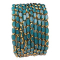 Glass Rice Beads Peacock Blue 4x6mm 50pcs Faceted Oval Golden Edge Crystal Loose Beads for DIY Craft Jewelry Making - color: Peacock Blue