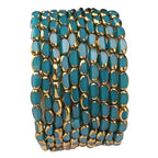 Glass Rice Beads Peacock Blue 4x6mm 50pcs Faceted Oval Golden Edge Crystal Loose Beads for DIY Craft Jewelry Making - color: Peacock Blue
