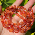Natural Stone Beads 6-8mm Red Agate Oval Irregular Freeform Tumbled Loose Gemstone Beads for Jewelry Making 15 Inch Strand 50-55 Pcs - color: Red Agate-1 strand15”-approx. 55 beads