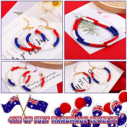 Batiyeer 3000 Pcs Red White and Blue Clay Beads Bracelet Making Kit 6 mm Patriotic 4th of July 250th Anniversary Spacer Beads Heishi Polymer Clay Bead for Necklace Earring Bracelet Making - color: Red, Blue, White