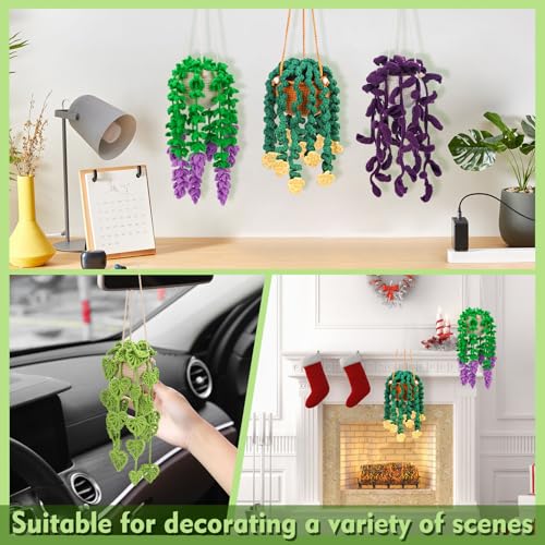 Kogyxe Beginners Crochet Kit, Hanging Potted Plants Knitting Starter Pack, Amigurumi Crochet Starter Kits w Step-by-Step Video Tutorials for Beginners Decoration, Plants Family (40%+ Yarn) - size: Spiral yellow flower