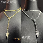 18K Gold Plated Knight's Shield Slip Chain for Women - color: Stainless Steel, size: 39''