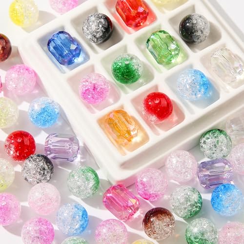 16mm Acrylic Beads,Chunk Bubblegum Beads,60pcs Beads for Pens,Shine Disco Ball Beads,Jumbo Plastic Beads for Necklace Jewelry Bracelets DIY Crafts Making (Crack Color) - color: crack color
