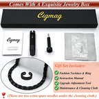 Magnetic Necklace - Titanium Necklace for Men Women Stainless Steel Ultra Strength Magnets - with Adjustable Sizing Tool and Present Box - color: Black