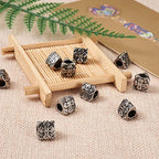 Cheriswelry 10pcs Triangular Prism 304 Stainless Steel European Large Hole Beads with Cross Antique Silver Metal Loose Spacer Beads 11x11mm for DIY Earring Bracelet Necklace Jewelry Making - color: Triangular