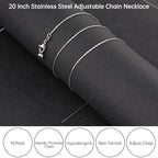 GTVOODX 10Pcs Adjustable Necklace Chains Silver Stainless Steel 0.75mm Rectangle Cable Chain Bulk with Lobster Clasps for DIY Jewelry Making - color: Sliver Rectangle Cable