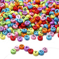 LAIDANLA 1500PCS Acrylic Letter Beads Alphabet Black Letters Colorful Round Bead 7×4mm for Jewelry Bracelets Necklaces Key Chains Making - color: C-Black Letter Colorful Beads