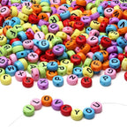 LAIDANLA 1500PCS Acrylic Letter Beads Alphabet Black Letters Colorful Round Bead 7×4mm for Jewelry Bracelets Necklaces Key Chains Making - color: C-Black Letter Colorful Beads