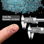 Iridescent Glass Tiny Bubble Beads, 0.4-3mm 20g No Hole Micro Mini Round Lake Blue Water Droplets Beads - Applications: for Resin Filler, Nail Art, Dollhouse Bath Tub, 2-Pieces - color: Lake Blue, size: φ0.4-3mm
