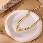 CHESKY 14K Gold Plated Chunky Necklace for Women, Trendy Paperclip Chain Necklace Thick Cross Heart Pendant Necklace Layered Herringbone Cuban Link Chain Toggle Necklaces Non Tarnish Jewelry - color: gold, style: cuban
