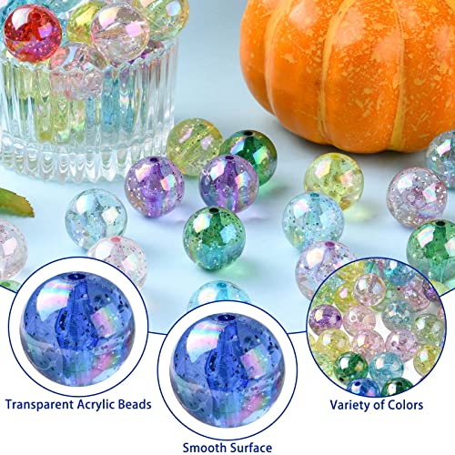 DanLingJewelry 100Pcs 20mm AB Color Transparent Beads Acrylic Round Beads Transparent Round Loose Beads for Jewelry Making - color: 100pcs - Random Color - 20mm Round - Transparent