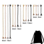 16 Pieces Necklace Extenders Black Jewelry Chain Extension Set for DIY Bracelet Making Stainless Steel 4 Colors 4 Sizes