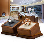 Oirlv Solid Wood Ring Holder,Square Single Ring Display Stand,Showcase Jewelry Display Bear - color: Creamy-white Ring Holder