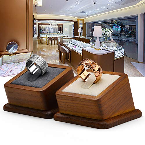 Oirlv Solid Wood Jewelry Display Stand Square Ring Earrings Bracelet Jewelry Holder (Grey Ring Holder) - color: Grey Ring Holder