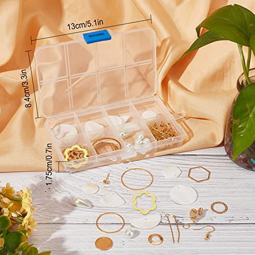 SUNNYCLUE 1 Box DIY 10 Pairs Flat Round Charms Freshwater Shell Charms Pendants Earrings Making Kit Teardrop Beads for Jewelry Making Brass Linking Rings Starters Adult Women Golden Instruction - color: Diy 10 Pairs Flat Round Charms Earrings