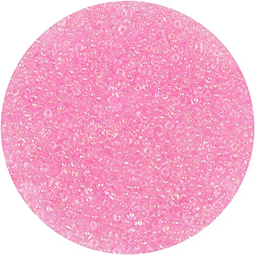 2200Pcs Glass Seed Beads Bulk, 4mm 6/0 Pony Beads Bulk for Jewelry Making Mini Spacer Beads Loose Beads Craft Small Glass Seed Beads for DIY Bracelet Wrist (Pink AB) - color: Pink AB