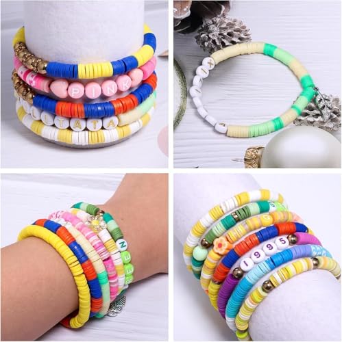 3500Pcs Yellow Clay Beads for Bracelets Making 6mm Heishi Polymer Clay Bead, Flat Round Disc for Jewelry Making Yellow Bead Making Kit - color: Yellow