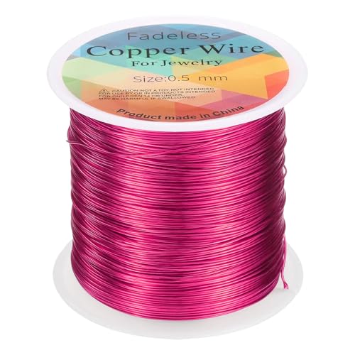 HARFINGTON Wire 203ft Length 24 Gauge Copper Craft Jewelry Wrapping Wire Tarnish Resistant Beading for Jewelry Making Supplies Crafting, Rose Red - color: Rose Red