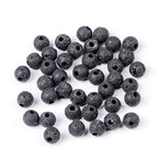 AD Beads Natural Gemstone 8mm Round Loose Beads Big Hole 2.5mm Sized 40pcs (Black Lava Stone) - color: Black Lava Stone