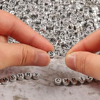 Song Xi 1200pcs Silver Letter Beads for Bracelets, 4x7mm Black Alphabet Beads Friendship Bracelets Jewelry Making Kit for Christmas Gifts - color: 1200pcs white rose gold letter