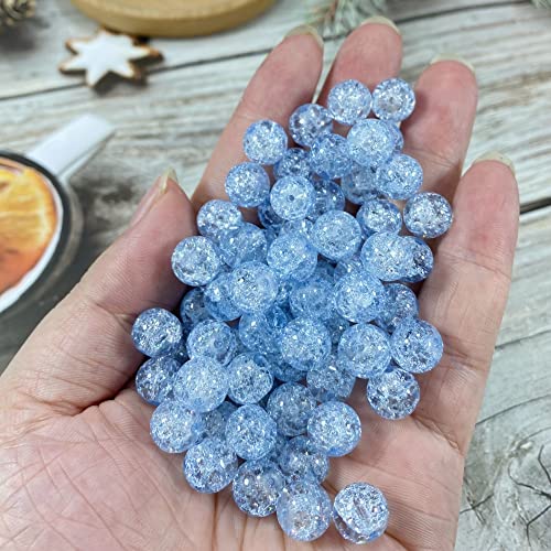 100pcs Crackle Glass Beads 10mm Round Crystal Glass Spacer Crafts Beads for Jewelry Making Necklace Bracelet Earrings DIY Crafts(Azure) - color: Azure, size: 10mm