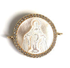 Mother of Pearl Virgin Mary Adjustable Bracelet Catholic Gifts for Women