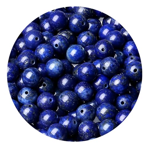 100pcs Natural Stone Beads 8mm Blue Lapis Lazuli Round Genuine Real Stone Beading Loose Gemstone Hole Size 1mm DIY Charm Smooth Beads for Bracelets Necklaces Earrings Jewelry Making Crafts - color: Blue Lapis Lazuli
