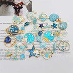 30pcs Mixed Enamel Charms Pendants for Jewelry Making Bulk lot Necklace Earrings Bracelet Craft Findings - color: Blue