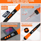 90W Soldering Iron Heat Set Insert Tool, LED Digital Solder Iron Adjustable Temperature(180°C-480°C) with 250Pcs Threaded Inserts Brass Nuts,Soldering Iron Tips,Heat Set Insert Tips,Desoldering Pump - color: 32-in-1 Soldering Iron Kit