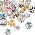 Craftdady 24pcs 8mm 10mm 12mm Round Rhinestone Beads Crystal Silver Rhinestone Bracelet Loose Spacer Beads Dangle Earring Ball Bead for DIY Craft Keychain Jewelry Making - color: Silver