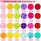 560Pcs Candy Color Pastel Beads Acrylic Heart Beads Stars Beads Colorful Pony Beads Round Beads Cute Loose Plastic Beads Bulk for Jewelry Making DIY Craft Necklace Rainbow Bracelet(Jelly Color Beads)