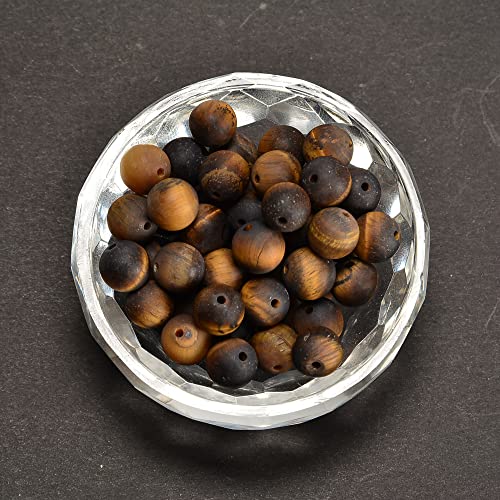 8mm Yellow Tiger Eye Matte Round Natural Gematone Loose Beads for Jewelry Making DIY 1 Strand 15" - color: Matte Yellow Tiger Eye, size: 8mm