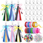 Zeyune 233 Pcs 20 Set DIY Bead Keychain Making Kits Bag Charm Beads Making Craft Ribbon Bow Key Chain Letter Alphabet Keychain Jewelry Accessories for Mothers Day Gifts Jewelry Make Party Favor