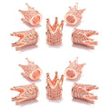 AD Beads Zircon Pave Rhinestones Crown Big Hole Bracelet Connector Spacer Beads (10 Pcs Clear on Rose Gold Crown (9x12mm)) - color: 10 Pcs Clear on Rose Gold Crown (9x12mm)
