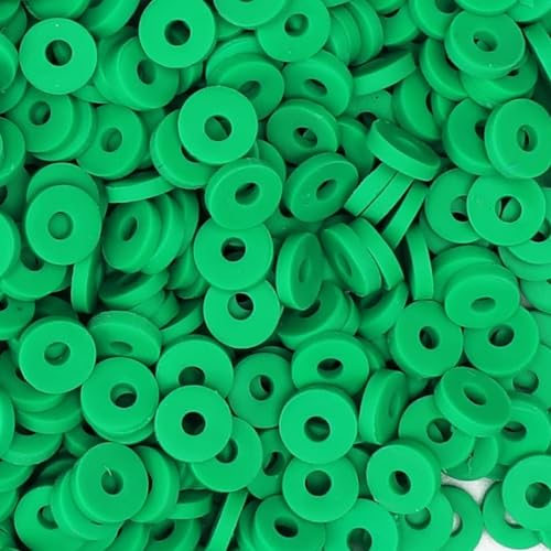 4100 Pcs Green Clay Beads Bracelet Making Kit, 6mm Polymer Spacer Flat Heishi Beads for Jewelry Necklace Earring Making - color: Green