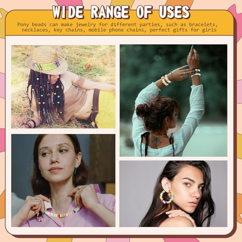 Jexine 10500 Pcs Pony Beads Bulk Plastic Beads for Bracelet Making Hair Braids DIY Necklace Jewelry Making Projects(Round,Macarons Color) - color: Macarons Color, style: Round