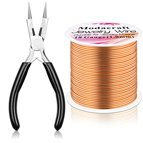 Modacraft 18 Gauge Copper Wire for Jewelry Making with 4 in 1 Plier, 65Ft/1mm Craft Beading Pure Bare Copper Wire for Jewelry Making Supplies and Crafting - color: Copper, size: 18 Gauge