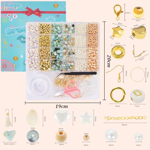 TOIPINIO Bracelet Making Kit Jewelry Making Supplies Kit Natural Stone Beads for DIY Craft Friendship Bracelet/Necklace/Earrings for Adults 1736PCS (Amazonite) - color: Amazonite