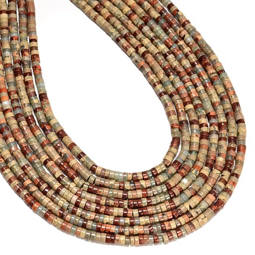 190 Pcs 2x4mm Aqua Terra Jasper Stone Bead Heishi Disc Gemstone DIY Beads for Bracelets Jewelry Making Crafts - color: Aqua Terra Jasper, size: 2x4mm