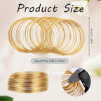 100 Loops Golden Memory Wire, 0.6mm/22-gauge Beading Wire for Jewelry Making, Memory Wires for Bracelets, Necklaces, Art Creations, DIY Handmade Products