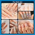 BELLEBOOST Nail Art Rhinestone Glue Gel&2 Boxes Flatback Gems Kit, 1 Tube of 15ml Rhinestone Gel Glue(UV/LED Needed)+Round AB Gems+Flat-Back Half Round White&Beige Pearls with Pickup Tools - color: A11-AB+ White & Beige Pearls