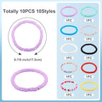 Elecrelive Glass Round Beaded Bracelet Set Clay Beaded Bracelets Stretch Bracelets - color: 10 Colors