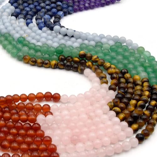 Chakra Beads | Lapis Lazuli, Tiger Eye, Carnelian, Aquamarine, Aventurine, Rose Quartz, Amethyst | Mixed Gemstone Beads | 6mm - size: 6mm