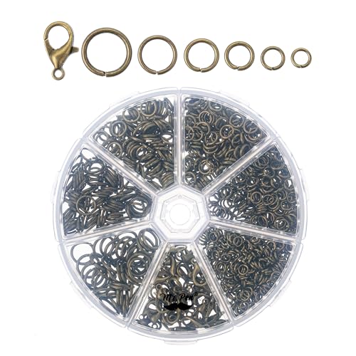 Mr. Pen- Open Jump Rings Set, 1014 pcs, Bronze Metal Jump Rings with Lobster Clasps, 6 Assorted Sizes (4–10 mm), Jewelry Making Findings for DIY Crafts, Bracelets, Necklaces & Keychains - color: Bronze