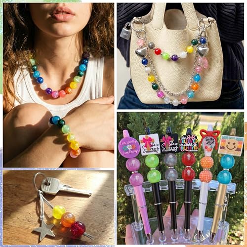 BONNY BOXX 30PCs 16mm Galaxy Glitter Mermaid Acrylic Round Beads Crystal Mix Plastic Pastel Loose Spacer Bubblegum Beads for Jewelry Making Phone Strap DIY Crafts - color: Galaxy Glitter Mermaid