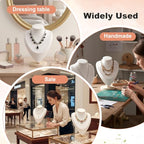 2 Pcs Necklace Display Stand Bamboo, Wooden Jewelry Bust Holder with Beige Velvet, 9.1 Inch Height, 6.6 Inch Width, Ideal for Home or Store Showcase, Organizer and Photography Prop
