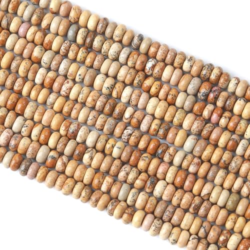 2x4MM 150PCS Picture Jasper Tube Rondelle Abacus Disk Spacer Loose Beads for Jewelry Making - color: Picture Jasper, size: 2x4mm abacus-shaped